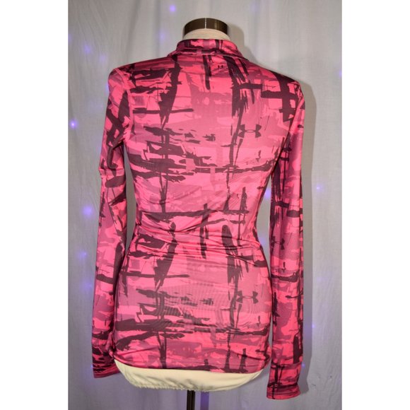 Under Armor Pink Camo ColdGear 1/4 zip Fitted Jacket size Small - Picture 3 of 7